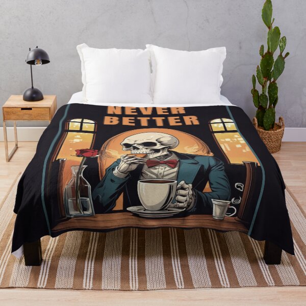 Item preview, Never better funny illustration skull drinking coffee designed and sold by La Loca.