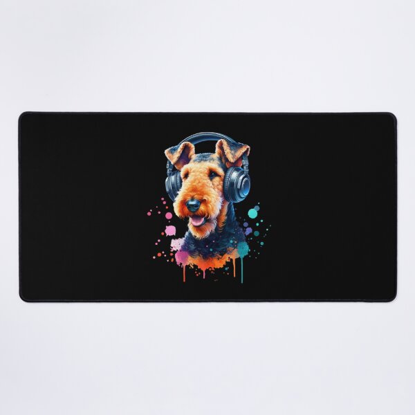 Artikelvorschau, Airedale Terrier mit Kopfhörern entworfen und verkauft von MyCozyCorner24.