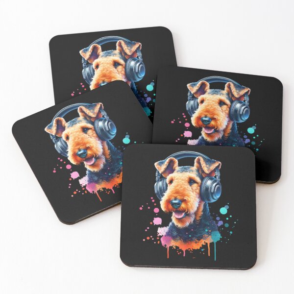Artikelvorschau, Airedale Terrier mit Kopfhörern entworfen und verkauft von MyCozyCorner24.