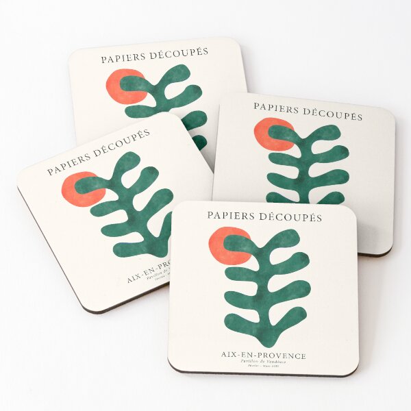 Item preview, After Henri Matisse Cut-Outs Watercolor Green Dark Orange designed and sold by ahumbleconcept.