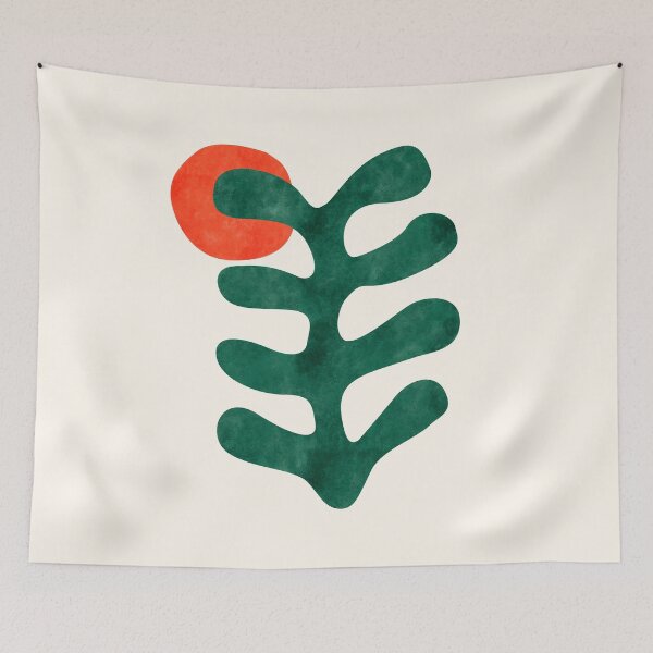 Item preview, After Henri Matisse Cut-Outs Watercolor Green Dark Orange designed and sold by ahumbleconcept.