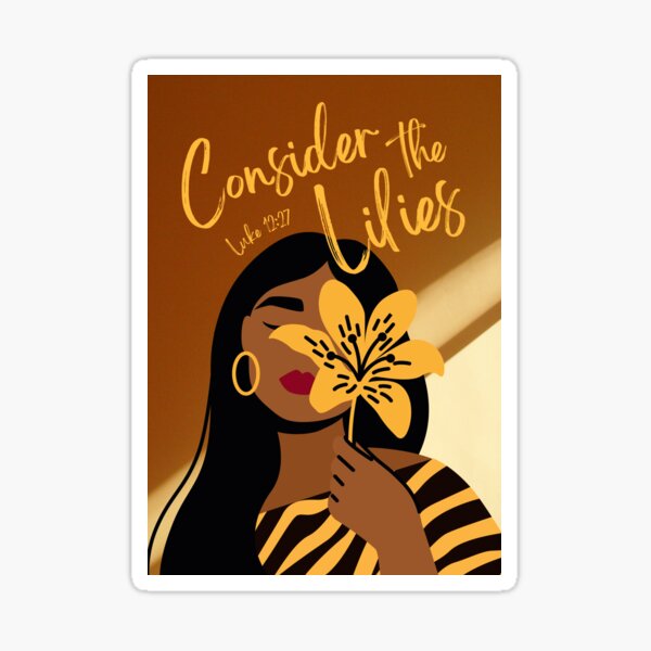 Vista previa del artículo con la obra «Considere los lirios | Lucas 12:27 | Regalos cristianos para mujeres», diseñado y vendido por Meredibbs.
