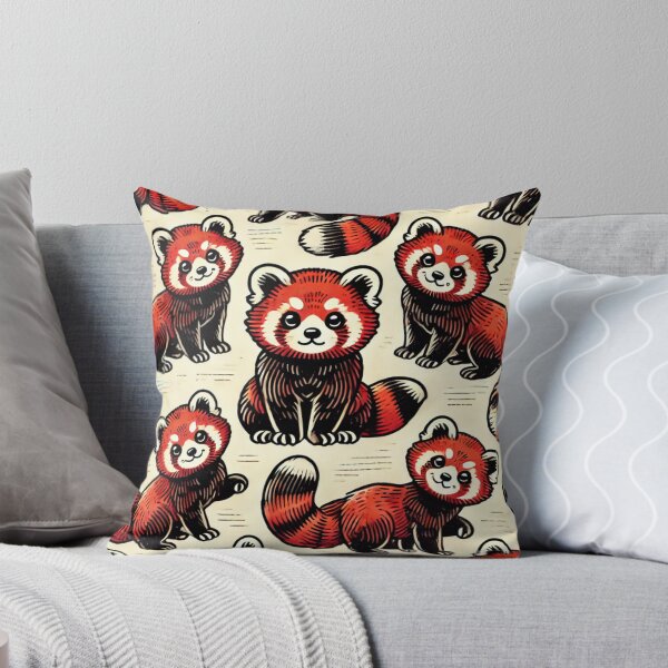 Item preview, Red Panda Pattern Cute Illustration Design designed and sold by CozyCustomPillows.