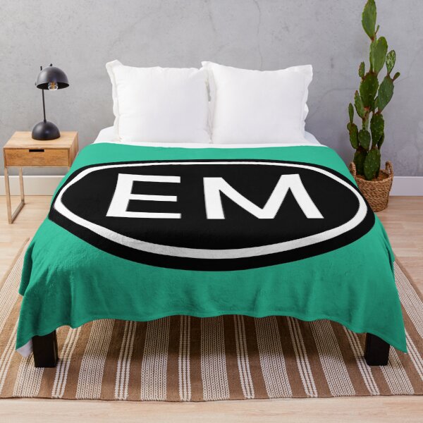 Item preview, EM Initials Monogram Oval White Letters designed and sold by Jeallan Designs.