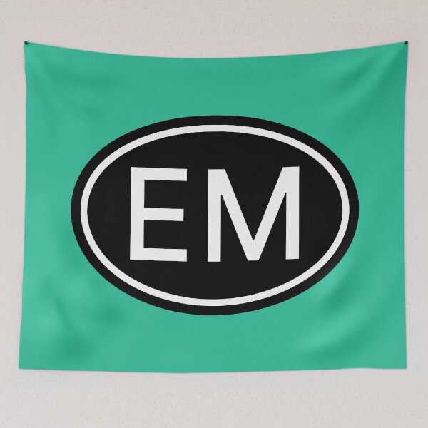 Item preview, EM Initials Monogram Oval White Letters designed and sold by Jeallan Designs.