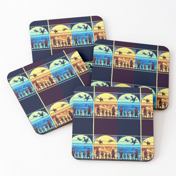 Item preview, Retro Pixel Art Cowboy Duel & Dinosaur Chase - 8-Bit Western Sunset designed and sold by VivoVita.