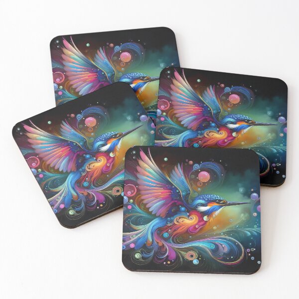 Item preview, Flying Kingfisher Bird Mystic Style Artistic Rendering designed and sold by CattyCornerPOD.