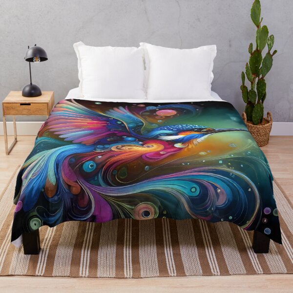 Item preview, Flying Kingfisher Bird Mystic Style Artistic Rendering designed and sold by CattyCornerPOD.