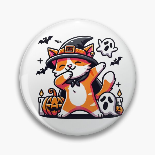 Item preview, Cute Halloween Cat Witch Dab - Spooky Ghost and Pumpkin designed and sold by NiriSunStudio.