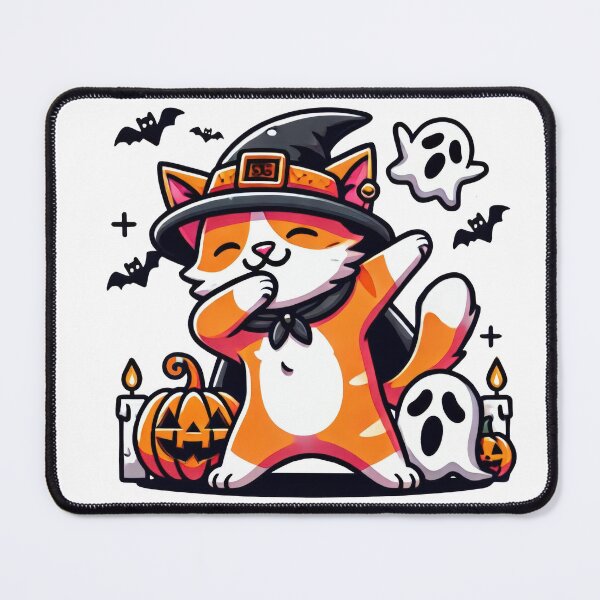 Item preview, Cute Halloween Cat Witch Dab - Spooky Ghost and Pumpkin designed and sold by NiriSunStudio.