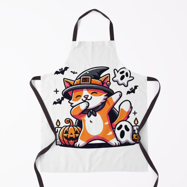 Item preview, Cute Halloween Cat Witch Dab - Spooky Ghost and Pumpkin designed and sold by NiriSunStudio.