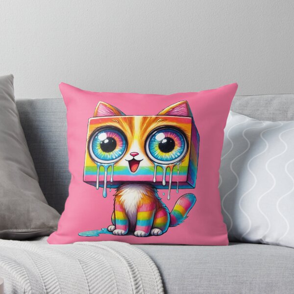 Item preview, Square Headed Rainbow Kitty Crying Tears of Joy in Crayon designed and sold by CrypRenaissance.