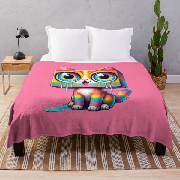 Item preview, Square Headed Rainbow Kitty Crying Tears of Joy in Crayon designed and sold by CrypRenaissance.