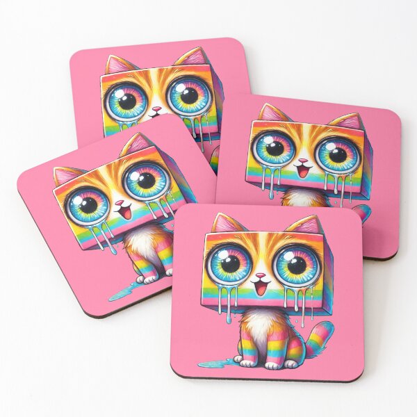 Item preview, Square Headed Rainbow Kitty Crying Tears of Joy in Crayon designed and sold by CrypRenaissance.