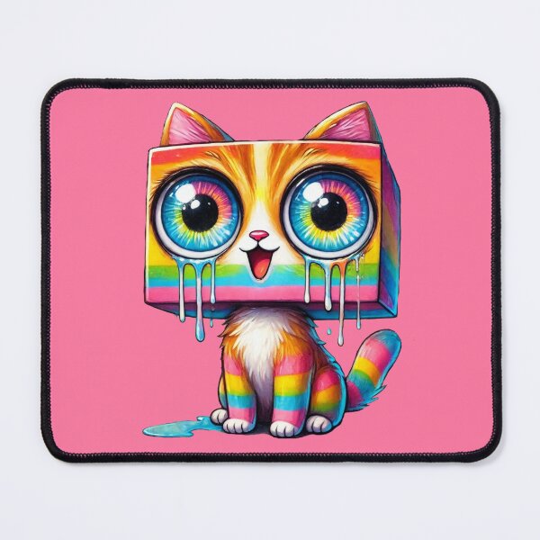 Item preview, Square Headed Rainbow Kitty Crying Tears of Joy in Crayon designed and sold by CrypRenaissance.