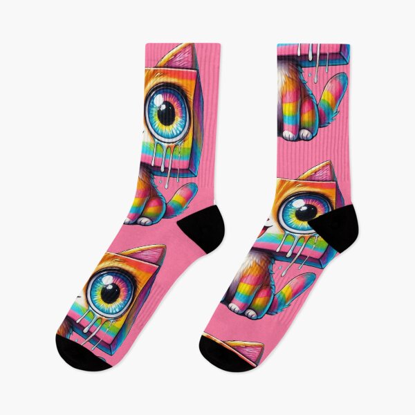 Item preview, Square Headed Rainbow Kitty Crying Tears of Joy in Crayon designed and sold by CrypRenaissance.