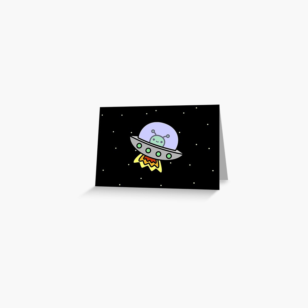 Cute alien in ufo in space Greeting Card for Sale by