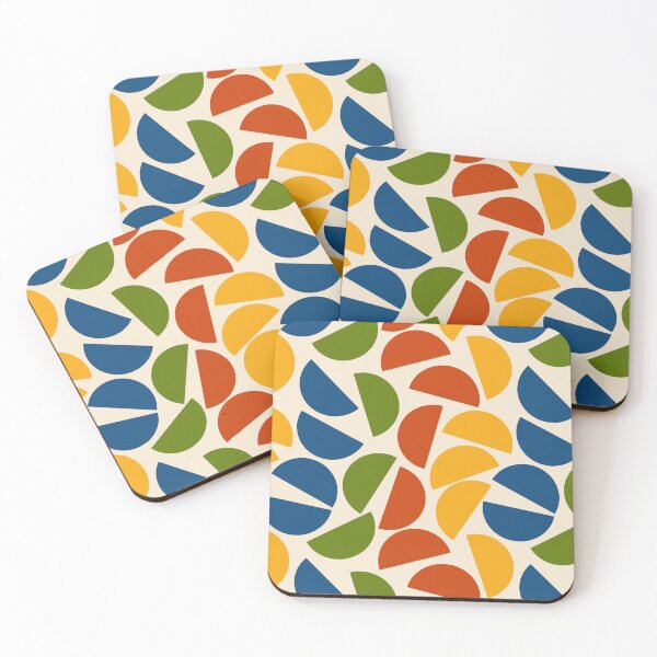 Item preview, Mid Century Modern Half Moon Primary Colors Abstract Pattern designed and sold by darkskydelights.