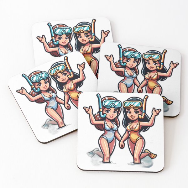 Item preview, Two gals snorkeling designed and sold by seahorse crossing.