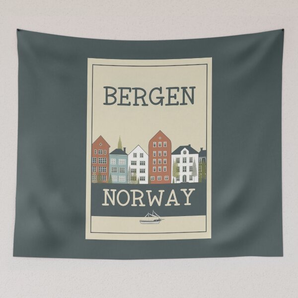 Item preview, A Vintage Travel Illustration of Bergen - Norway  designed and sold by GoodOldVintage.