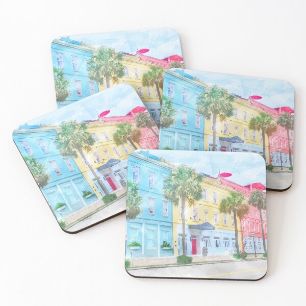 Item preview, Historic Charleston South Carolina Colorful Buildings designed and sold by Frog Level Treasures.