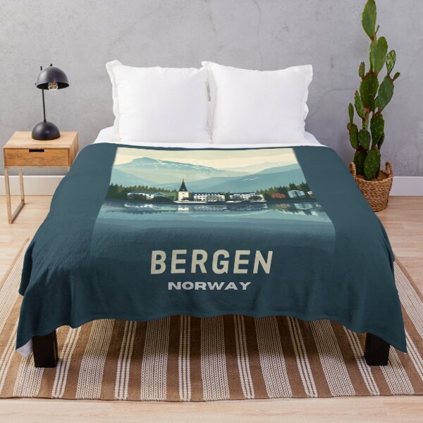Item preview, A Vintage Travel Illustration of Bergen - Norway designed and sold by GoodOldVintage.
