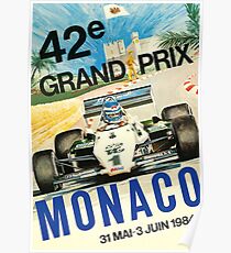 Gran Prix de Monaco, 1984, Vintages Plakat, schwarzer Hintergrund Poster
