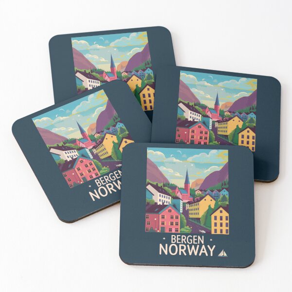 Item preview, A Vintage Travel Illustration of Bergen - Norway  designed and sold by GoodOldVintage.