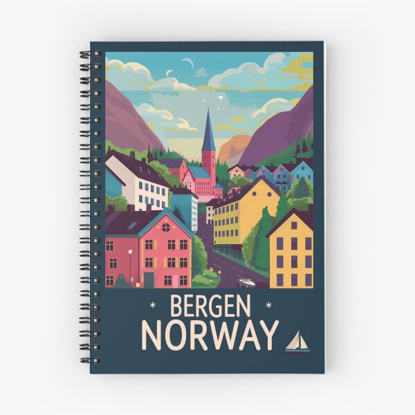 Item preview, A Vintage Travel Illustration of Bergen - Norway  designed and sold by GoodOldVintage.
