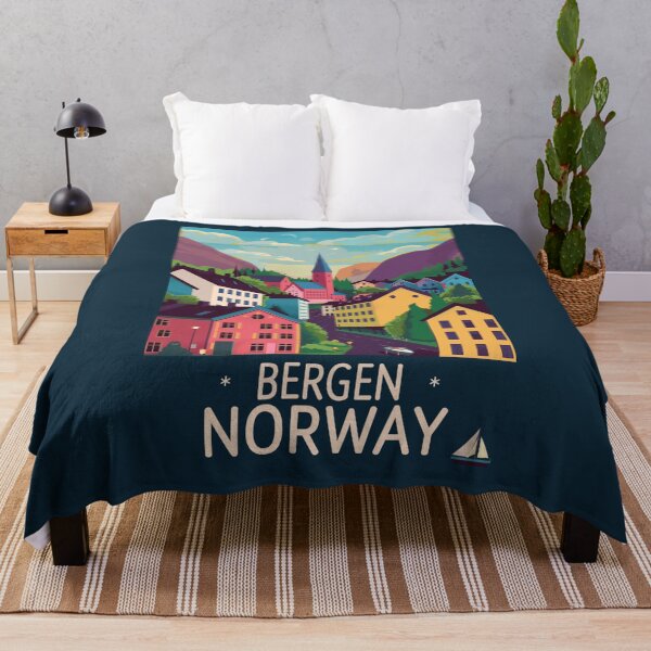 Item preview, A Vintage Travel Illustration of Bergen - Norway  designed and sold by GoodOldVintage.