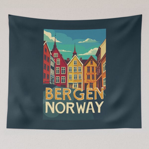 Item preview, A Vintage Travel Illustration of Bergen - Norway  designed and sold by GoodOldVintage.