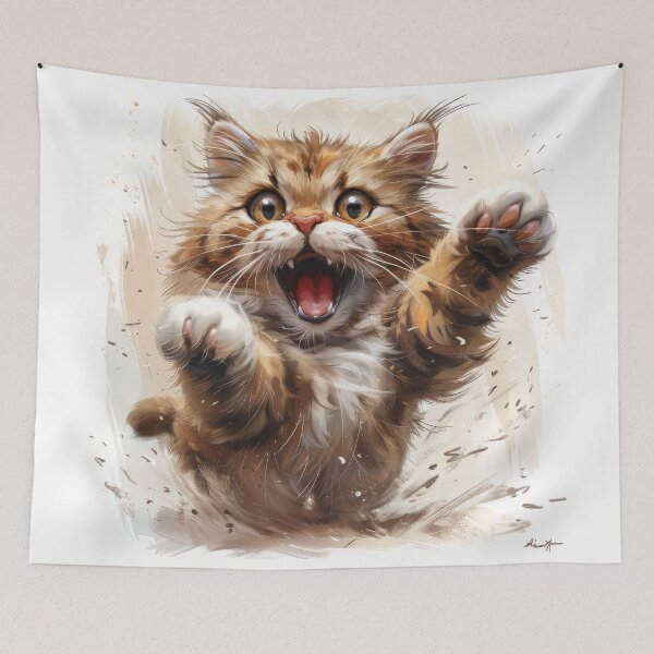Item preview, Cat with playful paws designed and sold by wolfgangrainer.