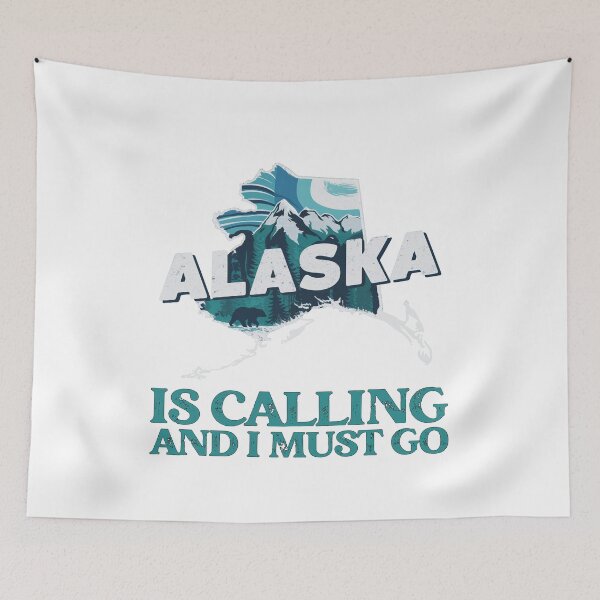 Item preview, Travel quote Alaska is calling and I must go: Vintage Alaska travel poster – retro minimal design for nature and adventure lovers designed and sold by pod24.