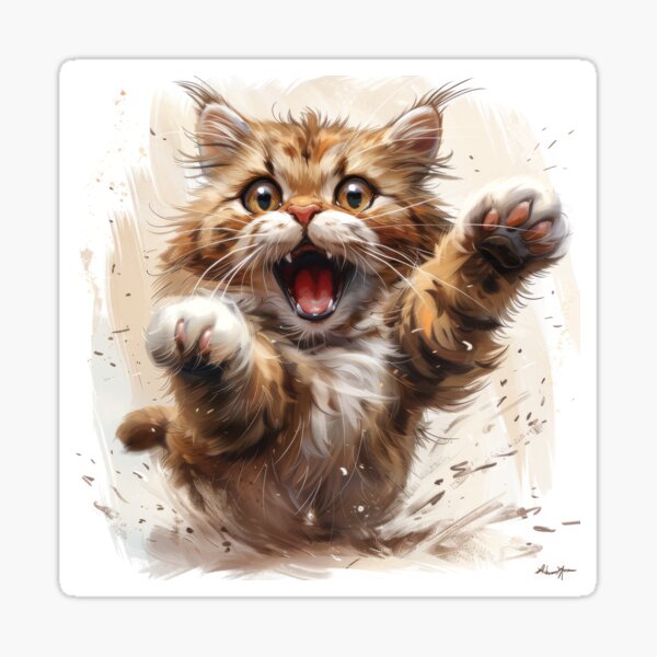 Item preview, Cat with playful paws designed and sold by wolfgangrainer.