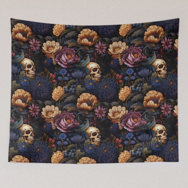 Item preview, Skull And Purple Flowers designed and sold by karsad.