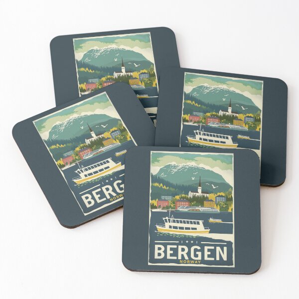 Item preview, A Vintage Travel Illustration of Bergen - Norway  designed and sold by GoodOldVintage.
