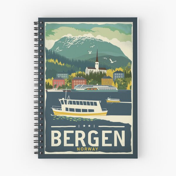 Item preview, A Vintage Travel Illustration of Bergen - Norway  designed and sold by GoodOldVintage.