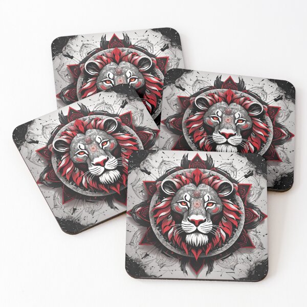 Item preview, Mystical Lion Mandalas in Red Tones designed and sold by MandalasShops.