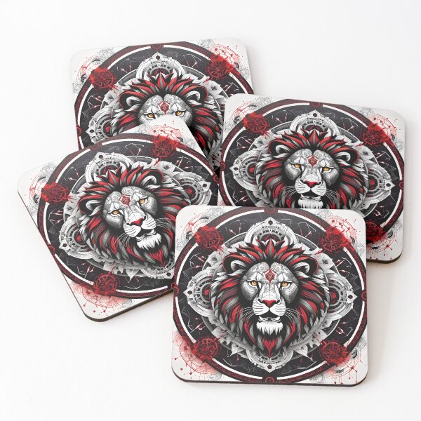 Item preview, Sacred Lion Mandalas in Red and Black Colors designed and sold by MandalasShops.