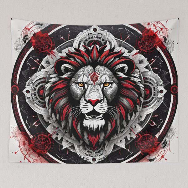 Item preview, Sacred Lion Mandalas in Red and Black Colors designed and sold by MandalasShops.