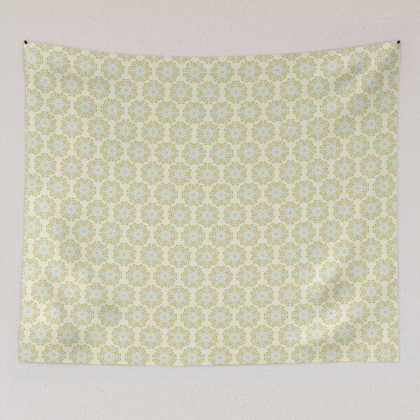 Aperçu de l'œuvre Effet vitrail fleurs jaune et turquoise sur fond beurre créée et vendue par cezidesign.