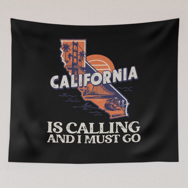 Item preview, Travel quote California is calling and I must go: Retro California travel poster - Vintage Minimal West Coast designed and sold by pod24.
