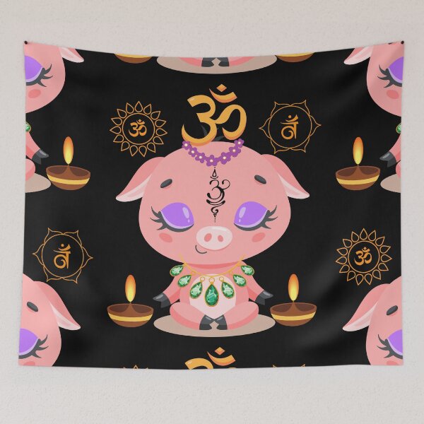 Item preview, Cute Baby Piglet Yogi Colorful Design designed and sold by EarthArtDesigns.