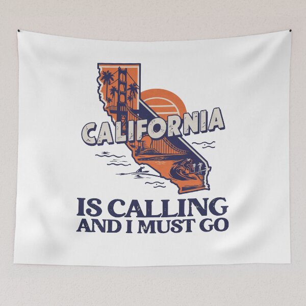 Item preview, Travel quote California is calling and I must go: Retro California travel poster - Vintage Minimal West Coast designed and sold by pod24.