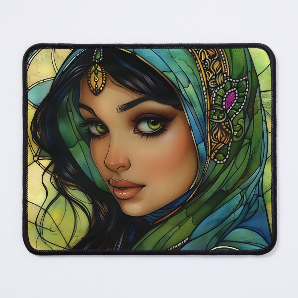 Item preview, Colorful illustration of a woman with green and blue attire. designed and sold by Artessie.