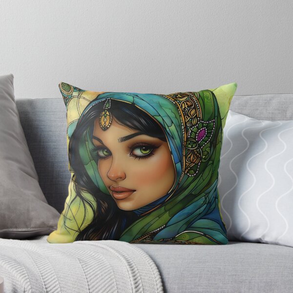 Item preview, Colorful illustration of a woman with green and blue attire. designed and sold by Artessie.
