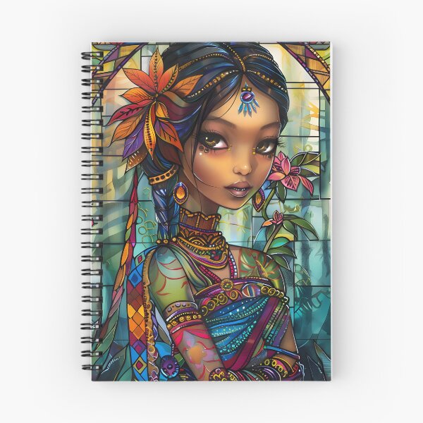 Item preview, Stained glass art of a woman with colorful floral details designed and sold by Artessie.