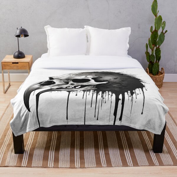 Item preview, Graffiti Crow Skull Art | Black & Grey Design with Paint Drips designed and sold by Invisible-Cult.