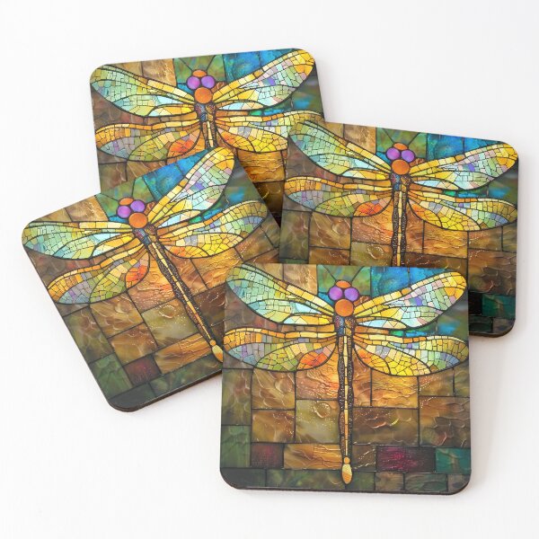 Item preview, Colorful stained glass dragonfly artwork with bright hues. designed and sold by Artessie.