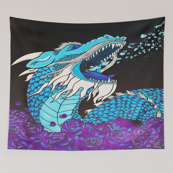 Item preview, Blue Dragon and Roses designed and sold by WiseWitch.